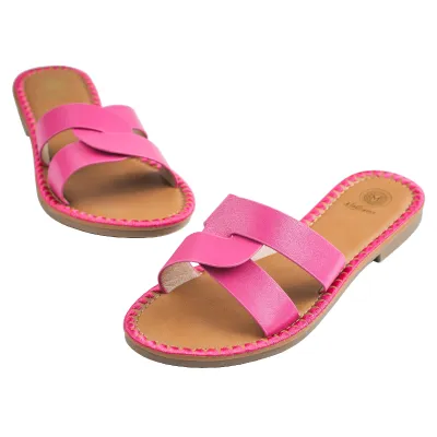 Crisso Flat Sandal-Fuchsia